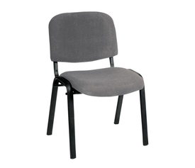 SIGMA Καρέκλα Στοιβαζόμενη Γραφείου Επισκέπτη, Μέταλλο Βαφή Μαύρο, Ύφασμα Γκρι