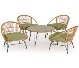 Rattan Καθιστικό Σετ Με Μεταλλικό Σκελετό, 5 Τεμαχίων