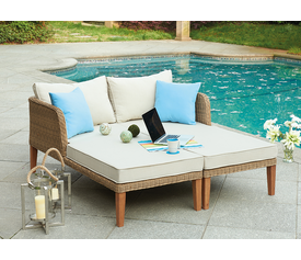 Ξαπλώστρα Rattan 2 Θέσεων Με Σκελετό Αλουμινίου