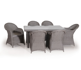 Rattan Τραπεζαρία Κήπου Σέτ 7 Τεμαχίων Με Αλουμίνιο Σκελετό