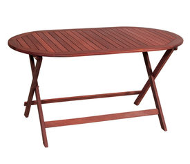 Ξύλινο Οβάλ Πτυσσόμενο Τραπέζι Red Shorea 140 x 80 x H75cm