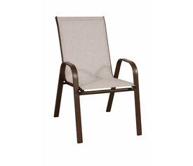 Καφέ Μεταλλική Στοιβαζόμενη Πολυθρόνα Με Εκρού Διάτρητο Ύφασμα 2x1 ,55 x 73x 92(h)cm