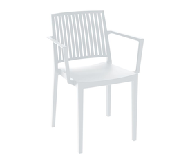 CARMEN Πολυθρόνα Τραπεζαρίας Κήπου Στοιβαζόμενη, PP - UV Protection, Απόχρωση Άσπρο