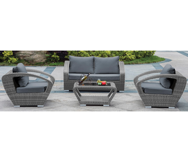 Καθιστικό Rattan Σέτ 4 Τεμαχίων Με Αλουμίνιο Σκελετό