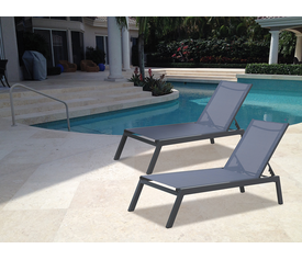 Ανακλινόμενη Ξαπλώστρα 5 Θέσεων Με Γκρί Διάτρητο Ύφασμα Και Σκελετό Αλουμινίου