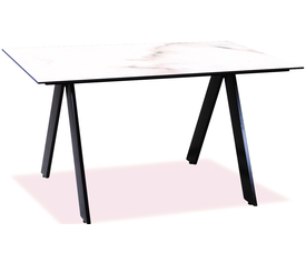 Παραλληλόγραμμο Τραπέζι Αλουμινίου Με Επιφάνεια Compact Hpl Λευκό Μαρμάρου 160x90x75cm