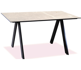 Παραλληλόγραμμο Τραπέζι Αλουμινίου Με Επιφάνεια Compact Hpl Λευκό Μαρμάρου 160x90x75cm