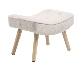 ALMA Σκαμπό - Υποπόδιο, Teddy Ύφασμα Άσπρο, Πόδια Φυσικό, K/D