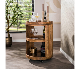 Wave Round Mango Wood Bar Stool 55x79 cm