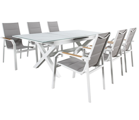 Επεκτεινόμενη Τραπεζαρία Αλουμινίου Σέτ 7 Τεμαχίων 160+50=210x90x76cm