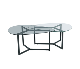 ROCKS COFFEE TABLE SET 2ΤΕΜ ΔΙΑΦΑΝΟ FUME ΜΑΥΡΟ 82x59x40