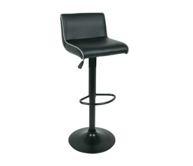 NERO Σκαμπό BAR με Πλάτη, Μέταλλο Βαφή Μαύρο, PU Μαύρο, Ρύθμιση Ύψους, Περιστρεφόμενο