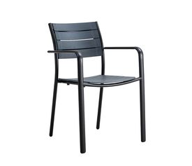 SAGA Πολυθρόνα Στοιβαζόμενη, Μέταλλο Βαφή Μαύρο, PP-UV Ανθρακί