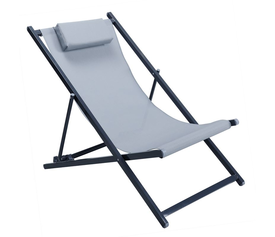 DECK Σαιζ-Λονγκ ξαπλώστρα Μέταλλο Βαφή Ανθρακί Textilene Γκρι