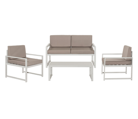 Καθιστικό Κήπου Αλουμινίου Σέτ 4 Τεμαχίων Με Σκελετό Αλουμινίου Λευκό