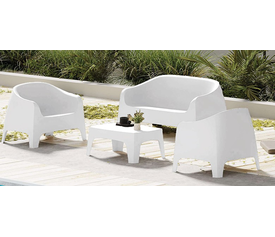 Καθιστικό Σέτ Πολυπροπυλένιου 4 Τεμαχίων Με UV Προστασία Λευκό