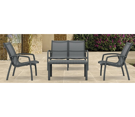 Dark Grey Καθιστικό Σέτ Πολυπροπυλένιου 4 Τεμαχίων Με Διάτρητο Ύφασμα Με UV Προστασία