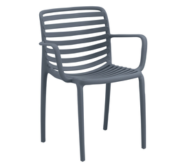 Dark Grey Στοιβαζόμενη Πολυθρόνα Πολυπροπυλένιου Με UV Προστασία