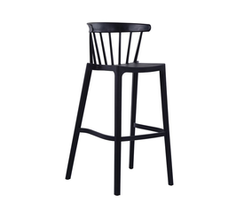 WEST Σκαμπό BAR με Πλάτη, PP-UV Μαύρο