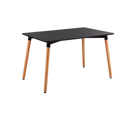 ART Τραπέζι Τραπεζαρίας Κουζίνας, Μαύρο MDF, Πόδια Οξιά Φυσικό