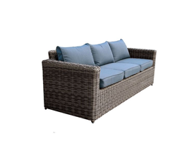 ARIZONA 3Θέσιος Καναπές Κήπου ALU, 4mm Half-Round Wicker Grey Brown, Μαξιλάρια Ανθρακί