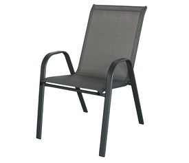 Μάυρη Μεταλλική Στοιβαζόμενη Πολυθρόνα Με Textilene Ύφασμα 55 x 73 x 92(h)cm