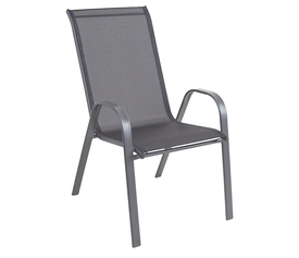 Γκρί Μεταλλική Στοιβαζόμενη Πολυθρόνα Με Textilene Ύφασμα 55 x 73 x 92(h)cm