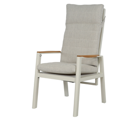 Πολυθρόνα Αλουμινίου Με Ξύλο Teak Στα Μπράτσα Και Μηχανισμό Αναδίπλωσης Στην Πλάτη Με Μαξιλάρι