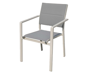 Λευκή Στοιβαζόμενη Πολυθρόνα Αλουμινίου Με Διάτρητο Ύφασμα