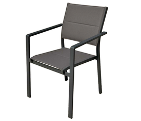 Γκρί Στοιβαζόμενη Πολυθρόνα Αλουμινίου Με Διάτρητο Ύφασμα