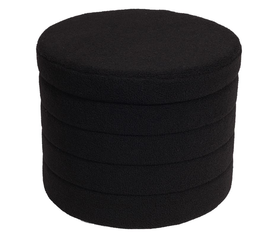 GROOVY Σκαμπό Αποθηκευτικό, Teddy Ύφασμα Μαύρο