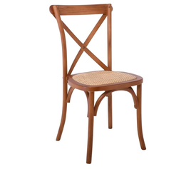 DESTINY Καρέκλα Τραπεζαρίας Οξιά Καρυδί, Κάθισμα Ψάθα, Στοιβαζόμενη