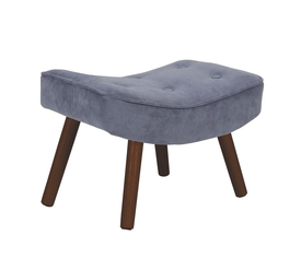 ALMA Σκαμπό - Υποπόδιο, Ύφασμα Velure Ανοιχτό Μπλε, Πόδια Καρυδί, K/D