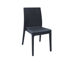 DAFNE Καρέκλα Τραπεζαρίας Κήπου Στοιβαζόμενη, PP Rattan Look UV Protection, Ανθρακί