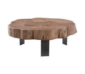 SIVA Τραπεζάκι Σαλονιού Καθιστικού, Μέταλλο Βαφή Ανθρακί, Ακακία Φυσικό