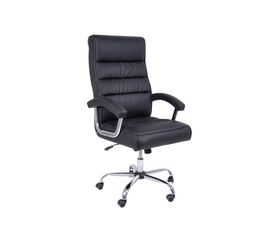 BF5850 Πολυθρόνα Διευθυντή Μέταλλο Χρώμιο, PU Μαύρο