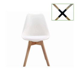 MARTIN Καρέκλα Metal Cross Ξύλο, PP Άσπρο, Μονταρισμένη Ταπετσαρία