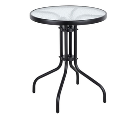 BALENO Τραπέζι Κήπου - Βεράντας, Μέταλλο Βαφή Ανθρακί, Γυαλί Tempered