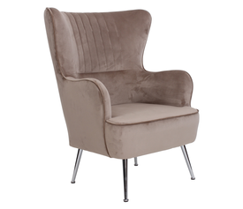 CROMA Πολυθρόνα - Μπερζέρα Σαλονιού - Καθιστικού, Ύφασμα Ανοιχτό Καφέ Velure