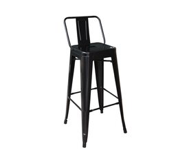 RELIX Σκαμπό Bar-Pro με Πλάτη, Μέταλλο Βαφή Μαύρο