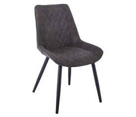 MORGAN Καρέκλα Τραπεζαρίας Σαλονιού, Μέταλλο Βαφή Μαύρο, Ύφασμα Suede Γκρι