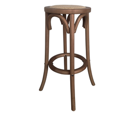 VIENNA Σκαμπό BAR, Ξύλο Οξιά Απόχρωση Καρυδί, Κάθισμα Ψάθα