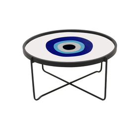 BLUE EYES COFFEE TABLE ΠΟΛΥΧΡΩΜΟ ΜΕ PATTERN ΛΕΥΚΟ 75x75x37.5