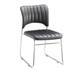 VENUS Καρέκλα Γραφείου Επισκέπτη, Στοιβαζόμενη Μέταλλο Χρώμιο, Pu Μαύρο