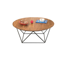 MOVVA Τραπεζάκι Σαλονιού Καθιστικού, Μέταλλο Βαφή Μαύρο, Ξύλο Ακακία Φυσικό