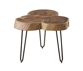 FUEGO-3 Τραπεζάκι Σαλονιού Καθιστικού, Μέταλλο Βαφή Μαύρο, Ξύλο Ακακία Φυσικό