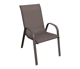 RIO Πολυθρόνα Στοιβαζόμενη Κήπου, Μέταλλο Βαφή Καφέ, Τextilene Καφέ (4,20kg)