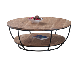 ROY Τραπεζάκι Σαλονιού Καθιστικού, Μέταλλο Βαφή Μαύρο, Ξύλο Ακακία Φυσικό