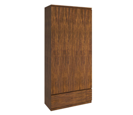 BORNEO Ντουλάπα Δίφυλλη με 1 εξωτερικό Συρτάρι, Απόχρωση Καρυδί