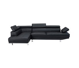 SECTOR Καναπές Σαλονιού Δεξιά Γωνία, Ανακλινόμενα Κεφαλάρια, Pu Μαύρο